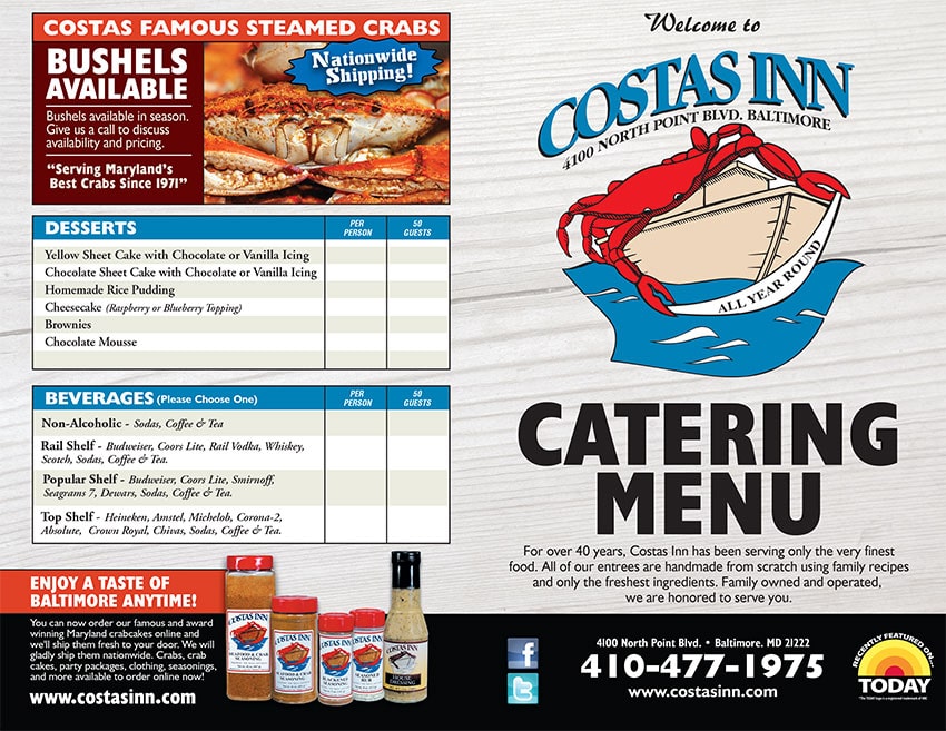 Costas Inn Catering Menu (Outside)